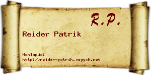 Reider Patrik névjegykártya